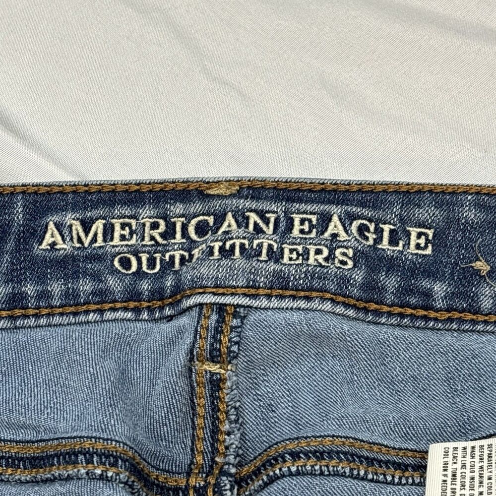 American Eagle Size 0 Girls Jeans Hi-Rise Jegging Crop Super Stretch Blue - Picture 10 of 13